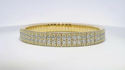 15.68CT Diamond Stretch Bangle 14k Yellow Gold