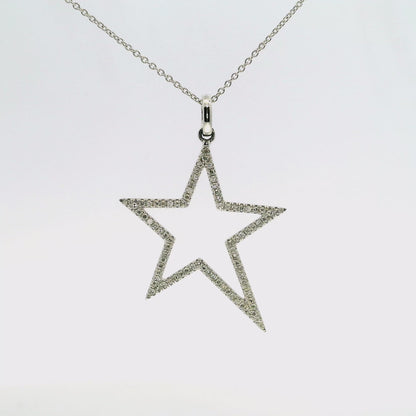 0.27Ct Diamond Star Pendant 14k White Gold