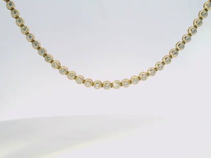 5.31CT Round Cut Bezel Diamond Tennis Necklace 14K Yellow Gold