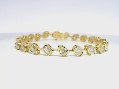7.02CT Mixed Shape Diamond Bracelet 18k Yellow Gold