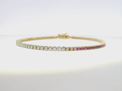 0.58Ct Diamond 1.00Ct Pink Sapphire Ring 14k Yellow Gold