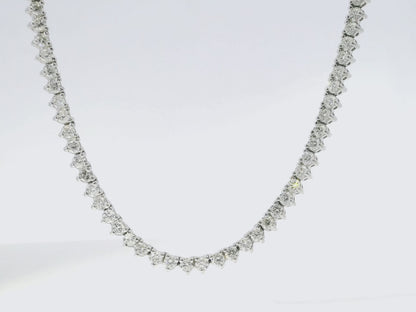5.66CT Round Cut Diamond Three Prong Tennis Necklace 14K White Gold