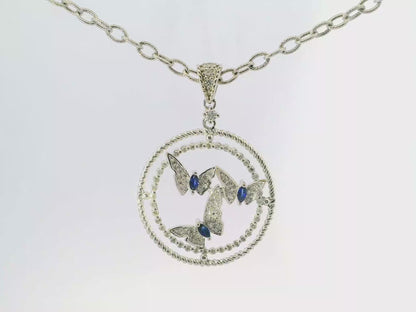 0.33CT Diamond 0.34CT Blue Sapphire 14k White Gold