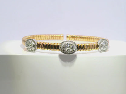 1.52CT Diamond Bangle 14k Rose Gold