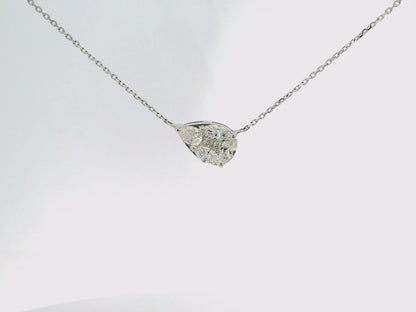 0.91CT Diamond Teardrop Pear Pendant 18K White Gold