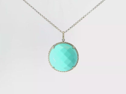 0.15CT Diamond with Turquoise 14k White Gold Pendant