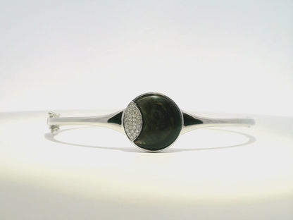 0.08Ct Diamond 3.54Ct Black Mother of Pearl Bracelet 14k White Gold