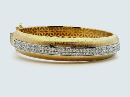 1.29CT Diamond Bangle 14k Yellow Gold