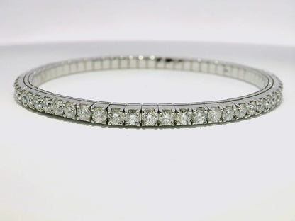 4.95CT Diamond Stretch Bangle 14k White Gold