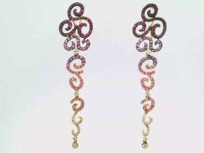 0.61CT Diamond 2.98CT Multi Stone Earrings 18k Pink Gold