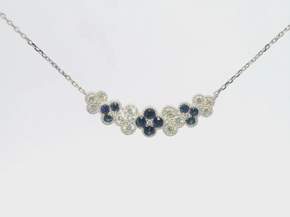 0.59CT Diamond 0.62CT Blue Sapphire Necklace 14k White Gold