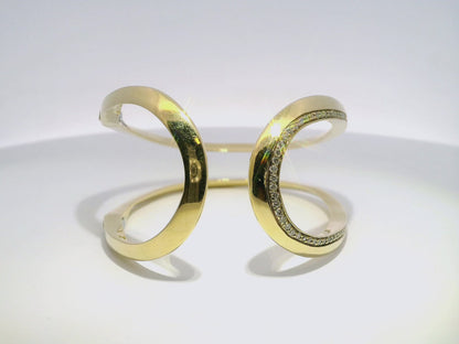 1.34CT Diamond Bangle 14k Yellow Gold