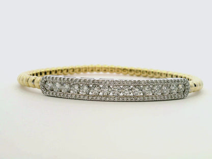 1.85CT Diamond Stretch Bangle 14k Yellow Gold