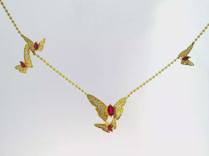 0.66CT Diamond 0.63CT Ruby 14k Yellow Gold