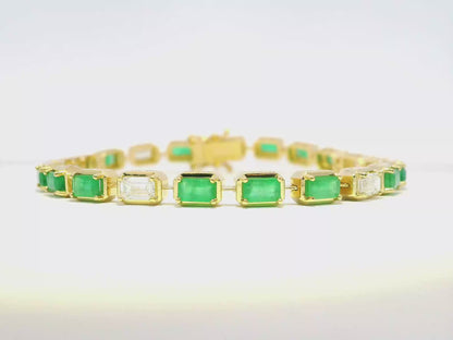 1.85CT Lab Diamond 4.25CT Emerald Cut 14K Yellow Gold Bracelet