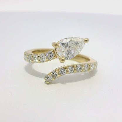 0.59CT Lab Diamond 0.74CT Lab Pear Shape Stone 14k Yellow Gold