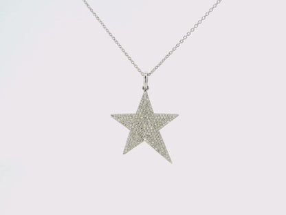 0.71CT Diamond Star Pendant 14K White Gold