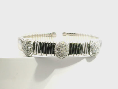 2.10CT Diamond Bangle 14k White Gold