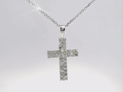 1.59CT Diamond Cross Pendant 14k White Gold