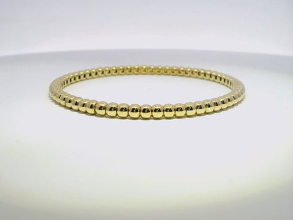 Plain Gold Beads Stretch Bangle 14k Gold