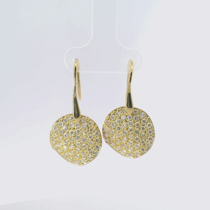 1.97 CT Diamond Chip Hoop Top Earrings 14K Gold