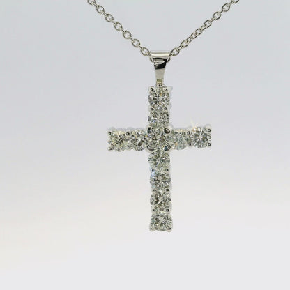 1.22CT Diamond Cross Pendant 14k White Gold