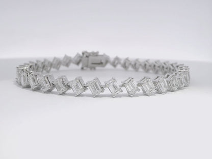9.51 CT  Emerald Cut Lab Diamond Bracelet 14k White Gold