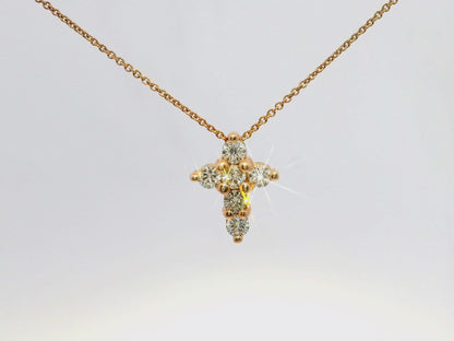 0.46CT Diamond Cross Pendant 14k Rose Gold