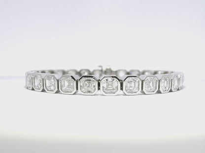 16.79CT Asher Cut Lab Diamond Bracelet 14k White Gold