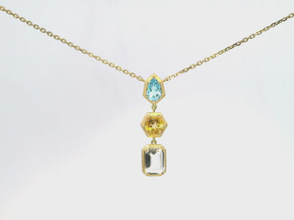 1.87CT Multi Color Pendant 14k Yellow Gold