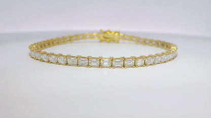 5.95CT Lab Diamond Emerald Cut Bracelet 14k Gold