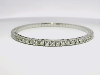 3.90CT Diamond Stretch Bangle 18k White Gold