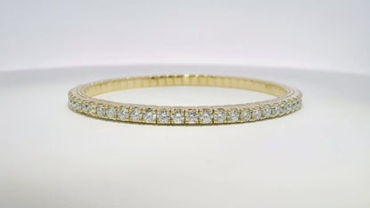 5.08CT Lab Diamond Stretch Bangle 14k Yellow Gold