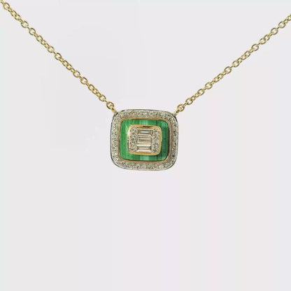 0.10 CT Emerald Shaped Pendant 14k Gold