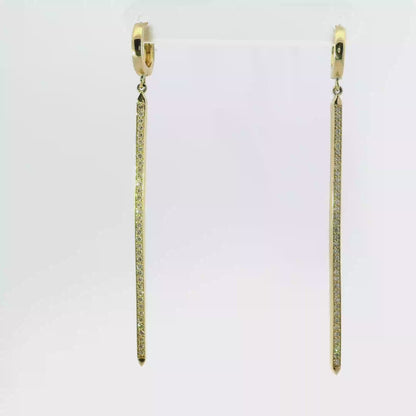 0.38Ct Diamond Bar 14k Yellow Gold Earring