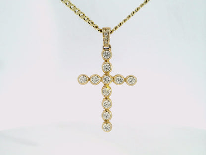 2.79Ct Diamond Cross Pendant 14k Yellow Gold