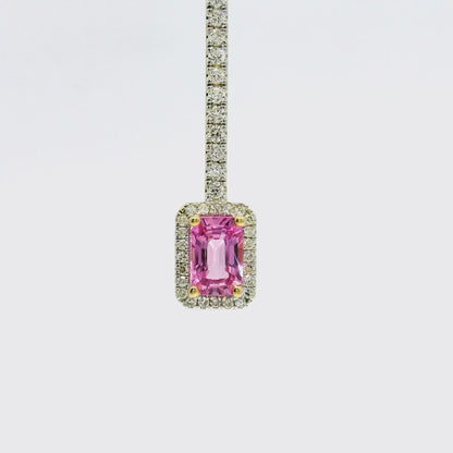 0.33CT Diamond 0.63CT Pink Sapphire Pendant 14k Yellow Gold