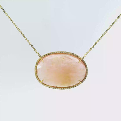 0.30CT Diamond With Sapphire 14k Yellow Gold Pendant