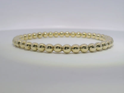 Plain Gold Beads Stretch Bangle 14k Gold