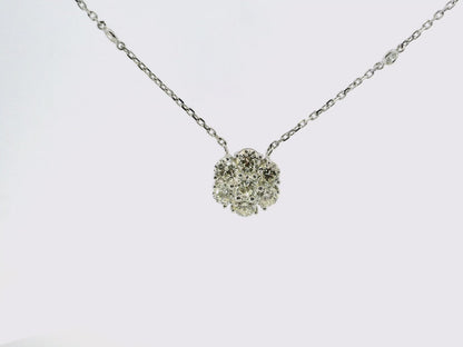 1.99CT Diamond Flower Pendant 14K White Gold