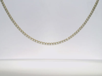 6.13CT Round Cut Diamond 4 Prong Tennis Necklace 14K Yellow Gold