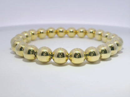 Plain Beaded 14k Yellow Gold Bangle